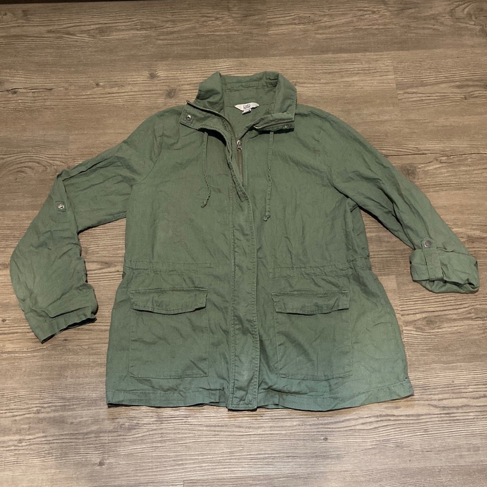 Croft and barrow, Green linen zip jacket size Large